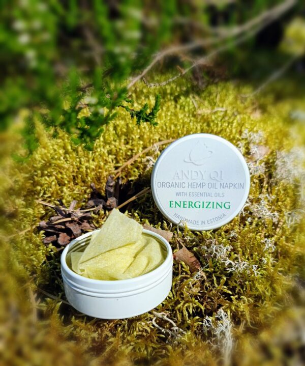 ANDY QI uplifting hemp oil face and body wipes — energizing vegan skincare with organic hemp seed oil and revitalizing essential oils. Eco-friendly and handmade in Estonia.